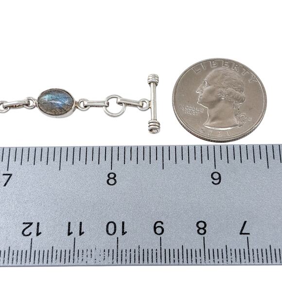 Vintage Sterling Silver 925 Labradorite Tennis Bracelet 7.5", 8", 8.5" - Picture 2 of 6